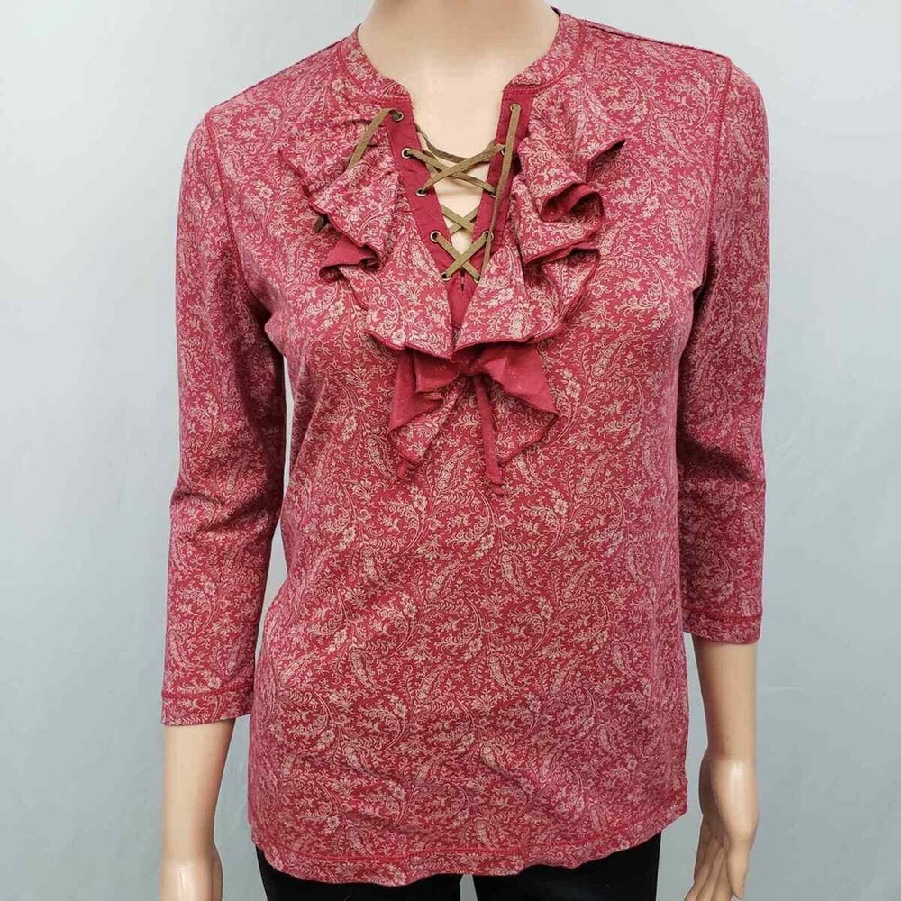 Elegant Red Ruffle Top - Picture 3 of 6